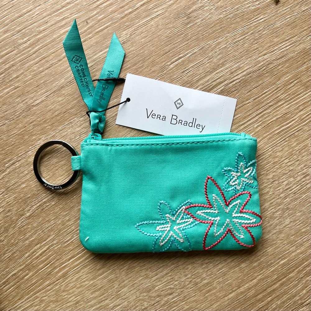 Vera Bradley Zip ID Case Wallet Embroidered